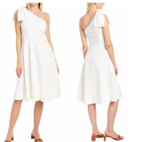 NWT Gal Meets Glam Womens 16 Yvonne One Shoulder Dress Ivory Flare Bow Wedding - Picture 1 of 11